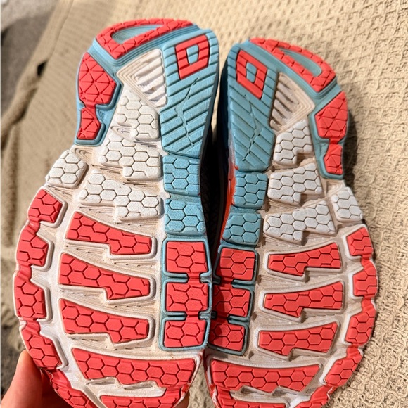 Hoka One One Silver and Coral Athletic Shoes - Picture 4 of 6